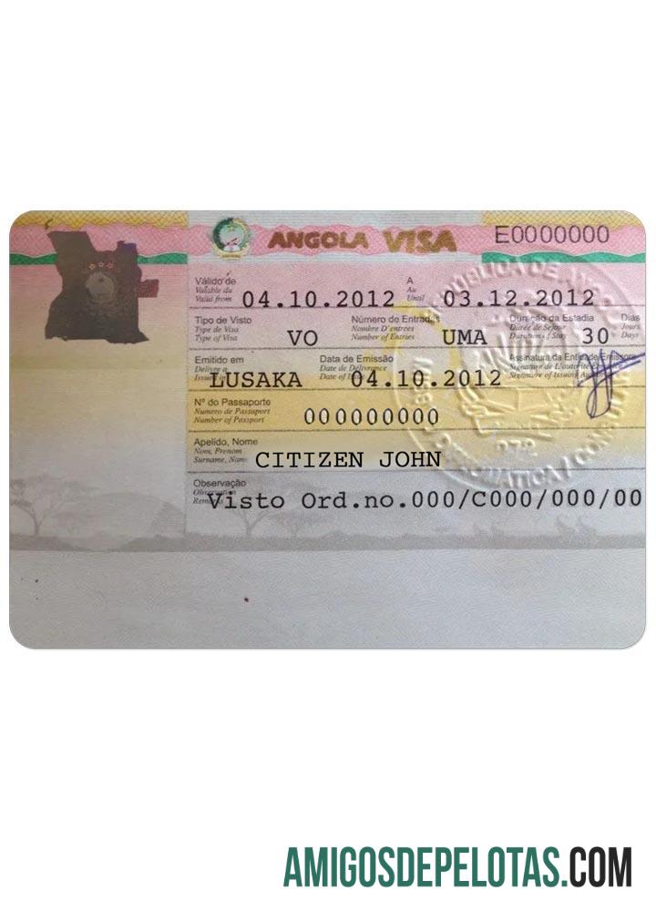 Visto de Trabalho para ANGOLA exemplo